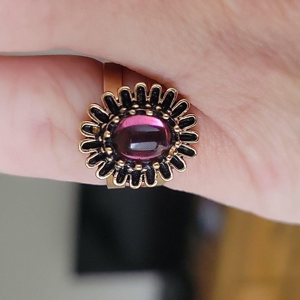 Vintage ring, Sarah Coventry, Waltz Time 1975, Purple, cabochon, Statement ring